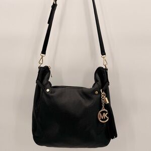 Michael Kors Black Pebbled Leather Hobo Shoulder Adjustable Strap Crossbody Bag